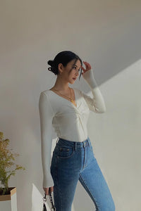 Women's CrissCross Front Lonng Sleeve Tops Shirt