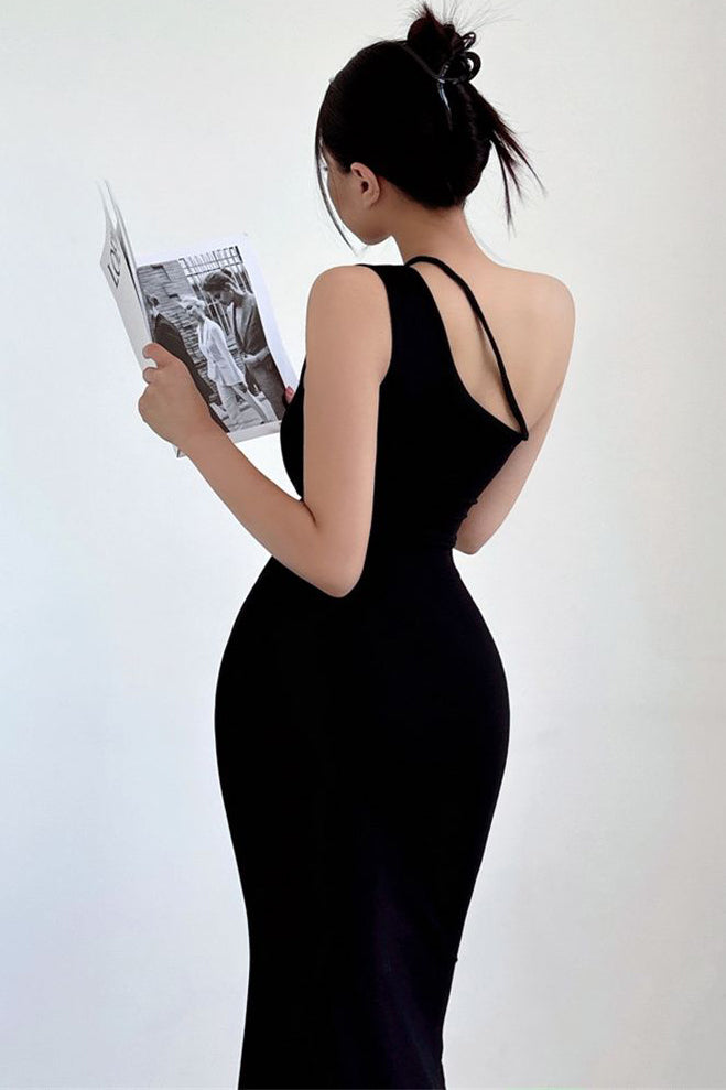Sexy Women Slash Neck Knit Stretch Maxi Dress