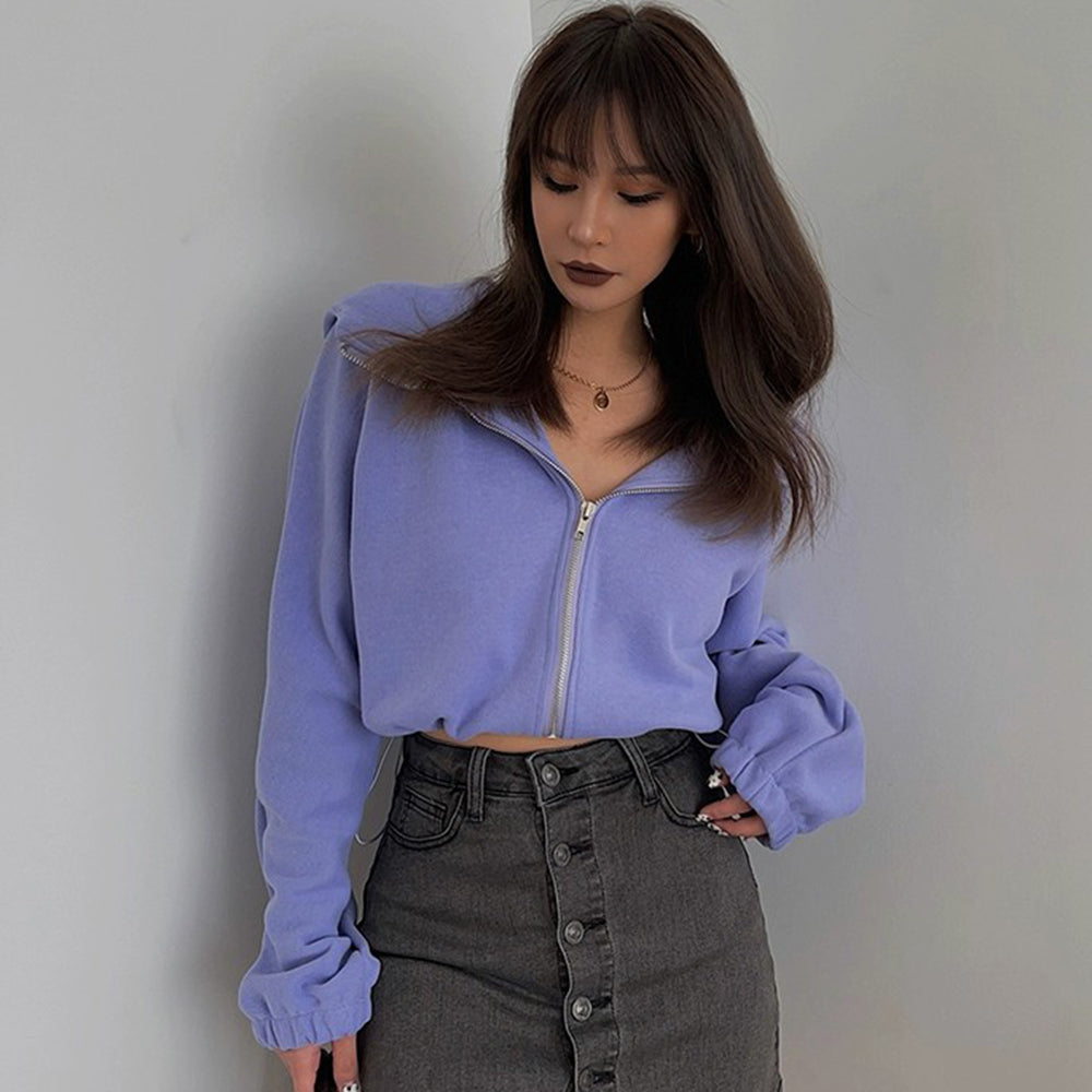 Casual Short Hoodie Coat Long Sleeve Solid Shirt Sexy Cardigan Jacket Coat