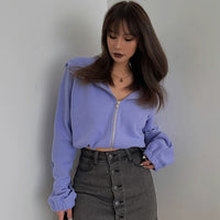 Casual Short Hoodie Coat Long Sleeve Solid Shirt Sexy Cardigan Jacket Coat