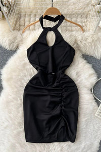 Wrap Hips Bodycon Mini Dress Women Fashion Backless Club Party Short Dress
