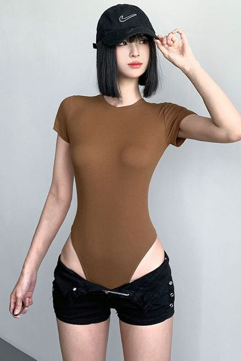 Fashion Women Short Sleeve Tight Bodysuit