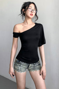 Sexy Women Slash Neck Off Shoulder Top Tee