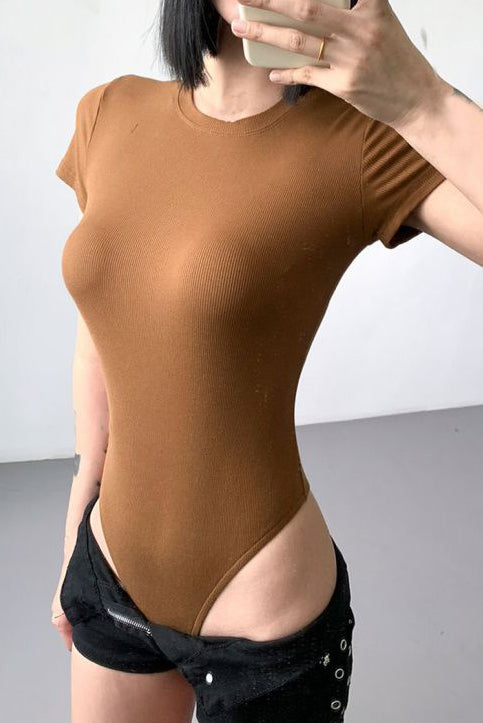 Fashion Women Short Sleeve Tight Bodysuit