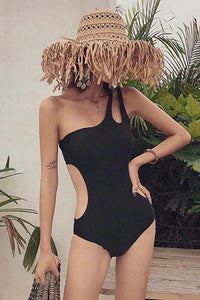 Fashion Women Hollow One-Shouldered One Piece Swimwear Bikini Swimsuit