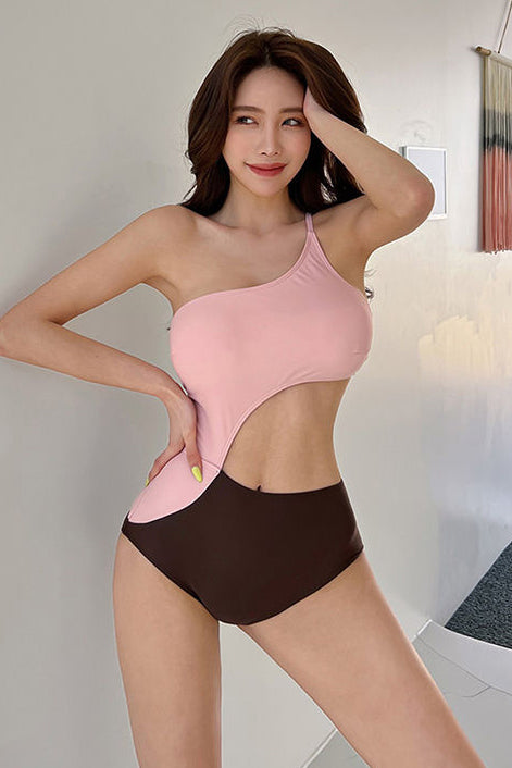 Fashion Women Irregular Hollow One-Shouldered One Piece Swimwear Bikini Swimsuit