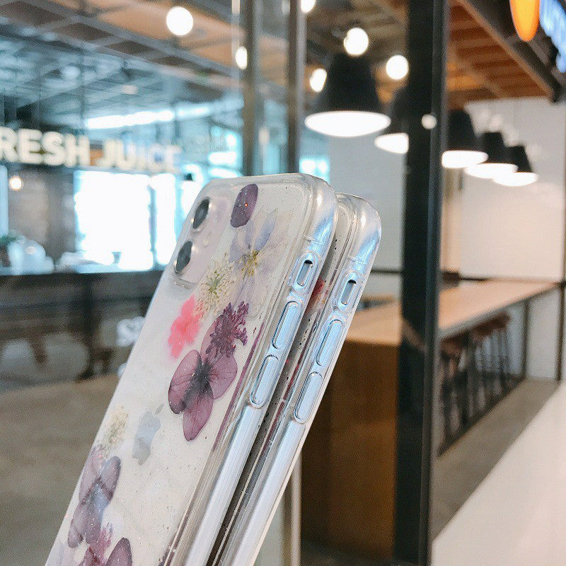 Case For Iphone With Real Flowers Transparent Mobile Phone Case For With Dried Flowers Protective Rubber Crystal Case Handmade Eternal Flower Art Case For Apple 11 12 13 14 15