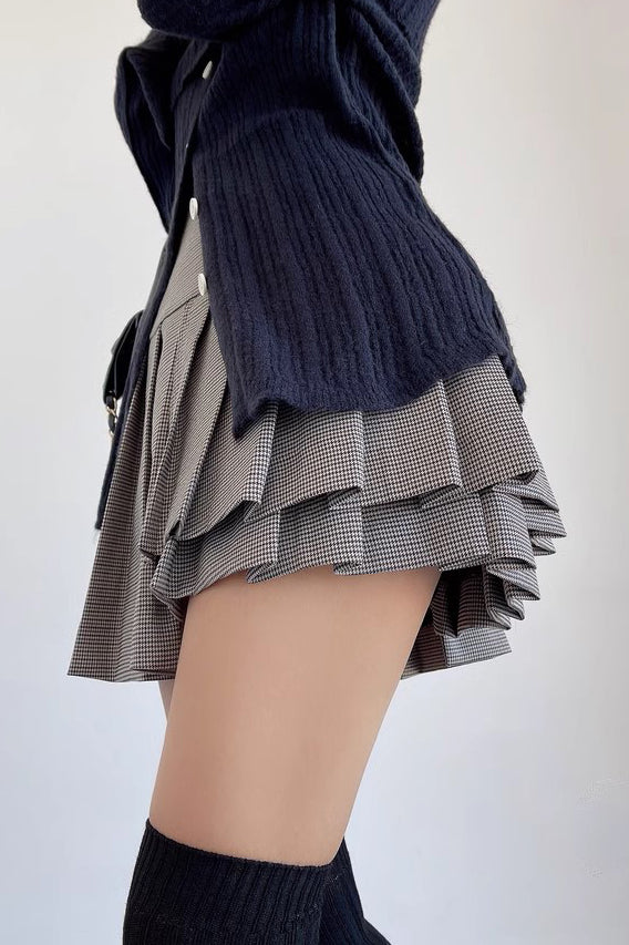 Pleated High Waisted Short Skirt
