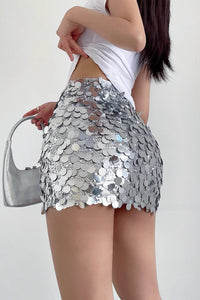Sexy Large Sequin Skirt With High Waist And Buttocks Mini Skirt