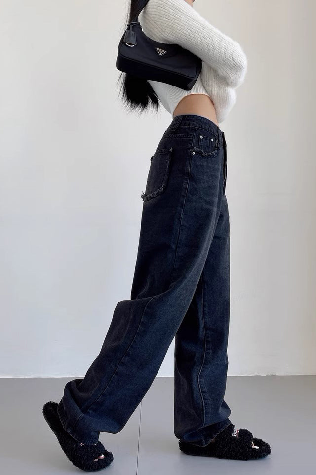 Wide Leg Pants High Waist Loose Straight Jeans Pants