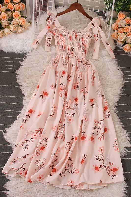 Women Fashion Floral Strap Strappy Print Sleeveless Dress