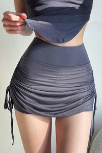 Sexy Pleated Drawstring Shorts Short Skirt