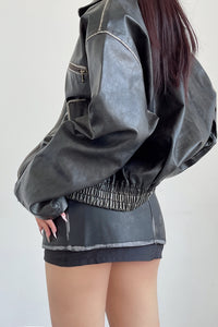 Women's Leather Jackets Motorcycle Zip Cardigan Jacket Coat