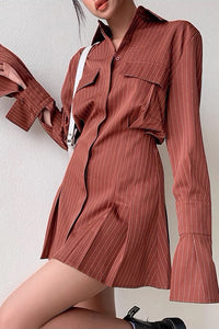 Fashion Ruffle Shirt Long Sleeve Mini Dress