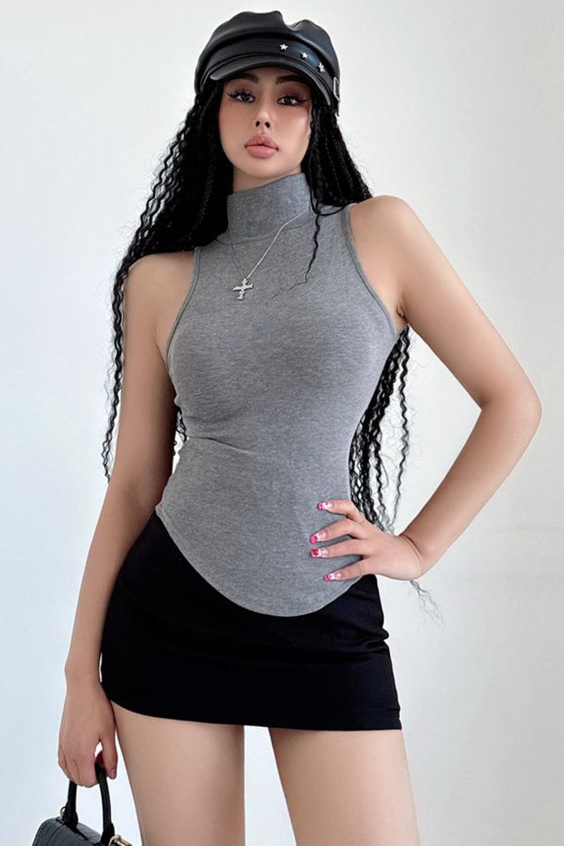 Fashion Women High Neck Sleeveless Vest Tank Top