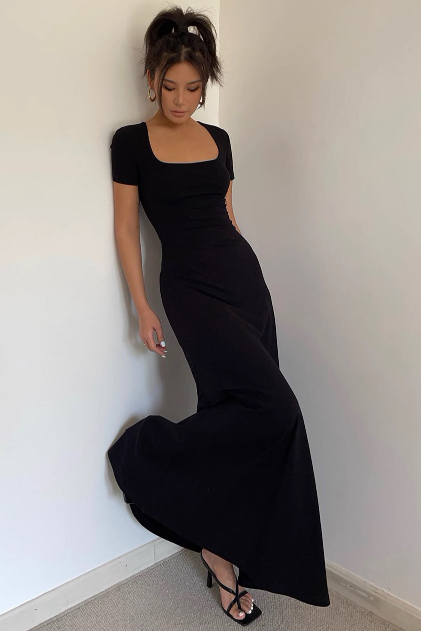 Square Neck Short Sleeve Dress – TOP SHOW