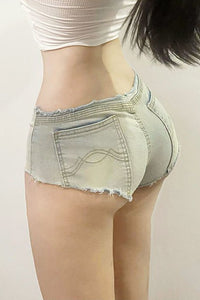 Sexy Women Stretch Low Waist Zip Denim Shorts