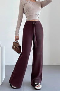 Knitted Wide Leg Pants With High Waist Loose And Thick Drape Feel Pants