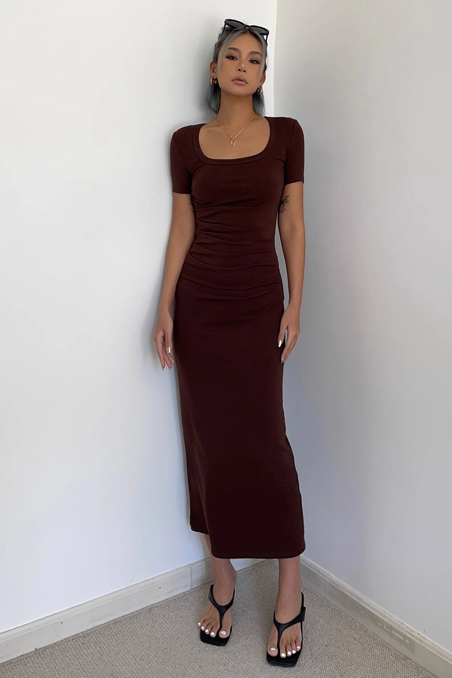Solid Square Neck Dress