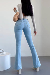 Split Micro Flare Tight High Waist Slim Fit Jeans Pants