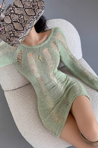 Hollow Backless Knit Mini Dress
