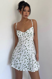 Low Cut Backless Sexy Strap Floral Wrap Buttocks Dress