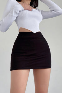 Half Length Skirt High Waisted Tight Fitting Hip Wrapped Short Skirt