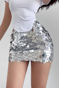 Sexy Large Sequin Skirt With High Waist And Buttocks Mini Skirt