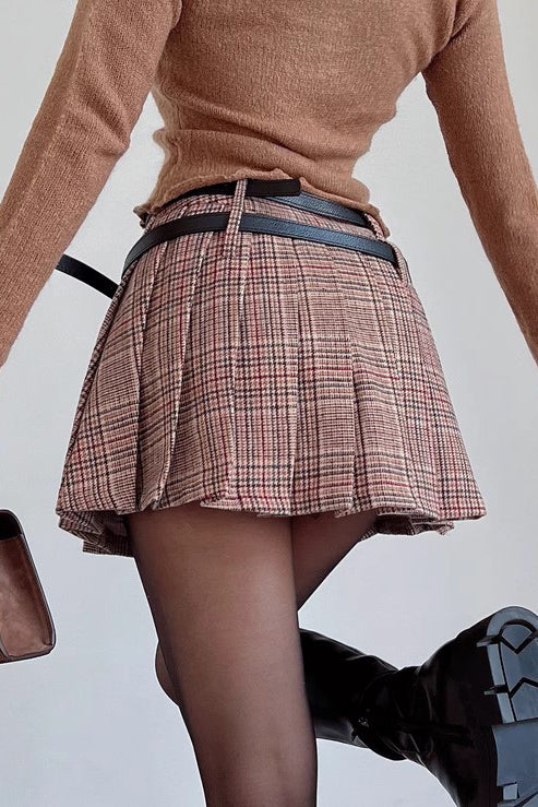 High Waisted Slimming Short Skirt Pleated Skirt
