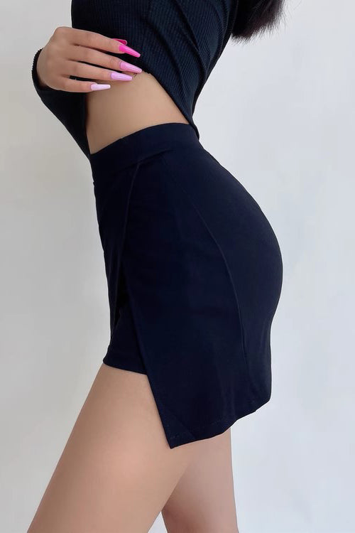 Sexy Solid Split Skirt Shorts