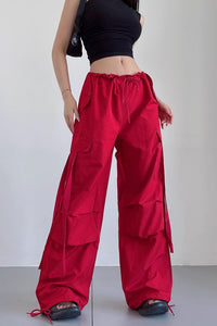 Drawstring Straight Tube Streamer Wide Leg Loose Casual Pants