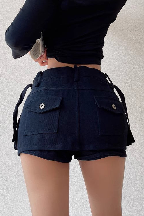Retro Low Waist Denim Shorts Skirt