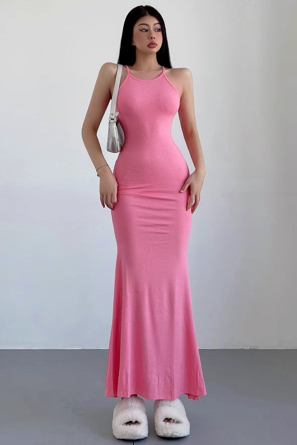 Sexy Slim Strap Tight Wrap Hip Fishtail Long Dress
