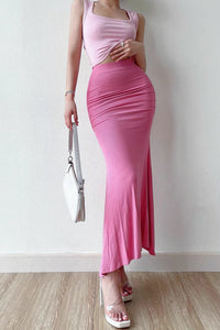 Pleated Fishtail Skirt High Waist Sexy Slim Fit Buttocks Wrapped Long Skirt