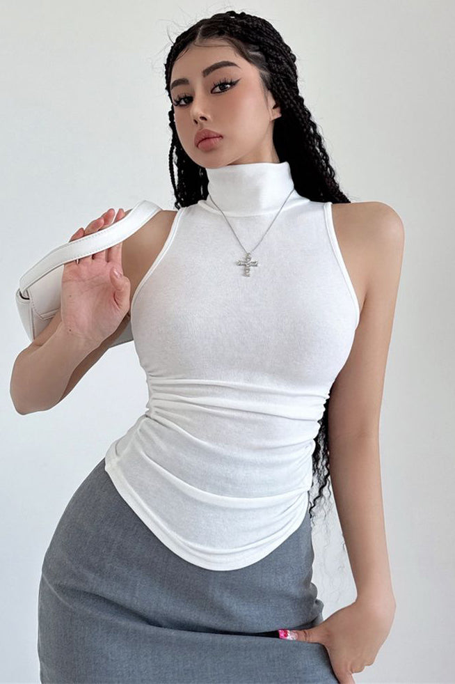 Fashion Women High Neck Sleeveless Vest Tank Top