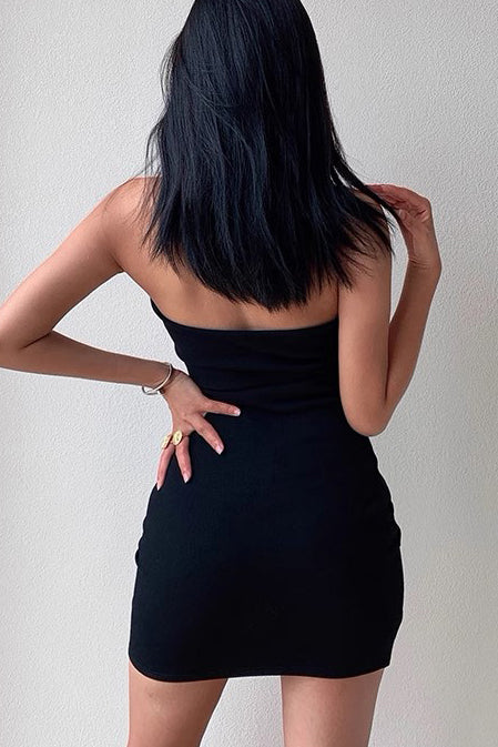 Sexy Off Shoulder Hanging Neck Tight Off Backpack Hip Dress