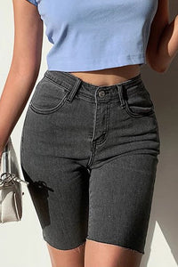 Retro High Waisted Skinny Elastic Denim Shorts