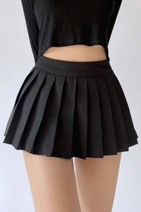 Pleated Skirt High Waisted Black A-Line Skirt