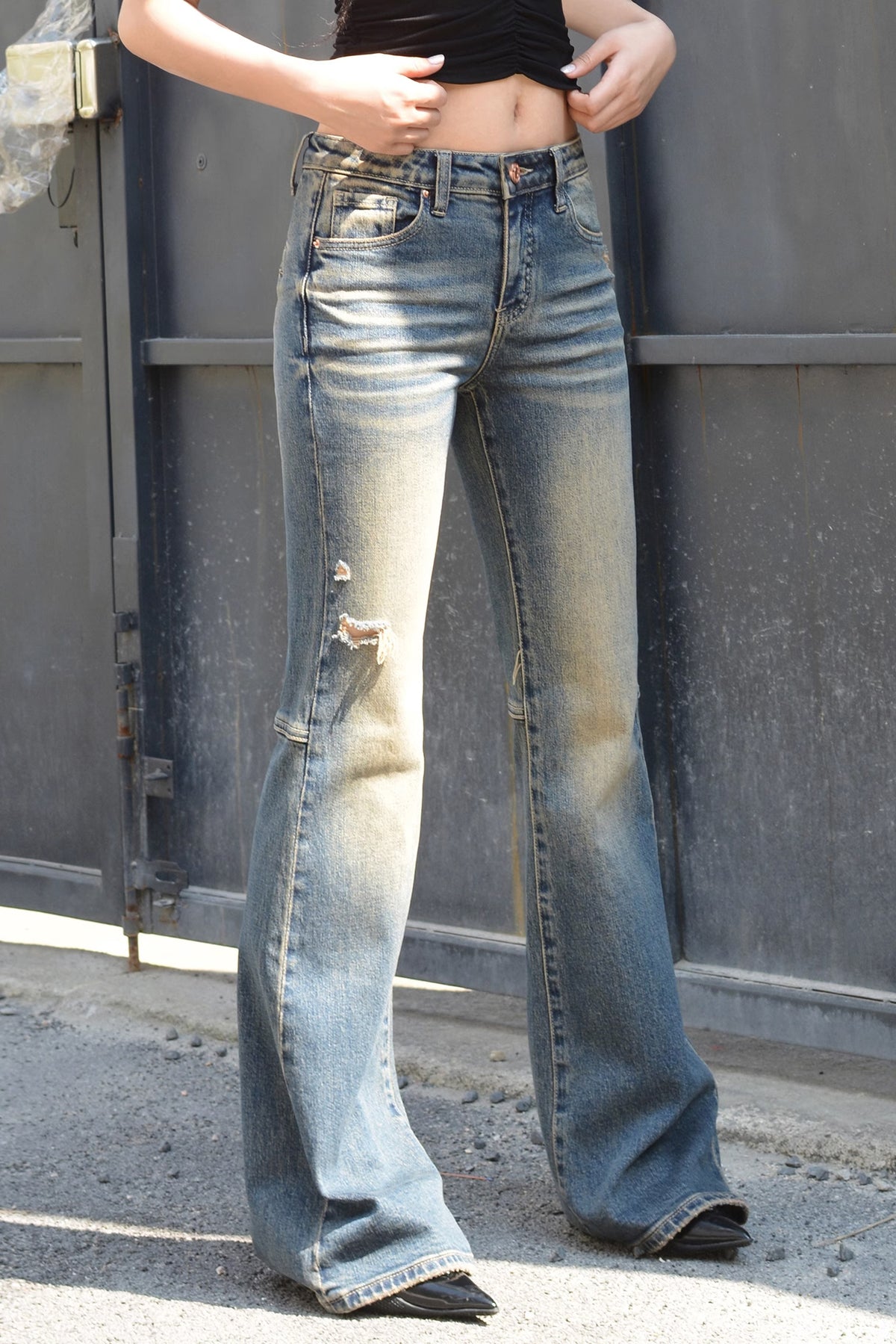 Retro Ripped Straight Leg Jeans