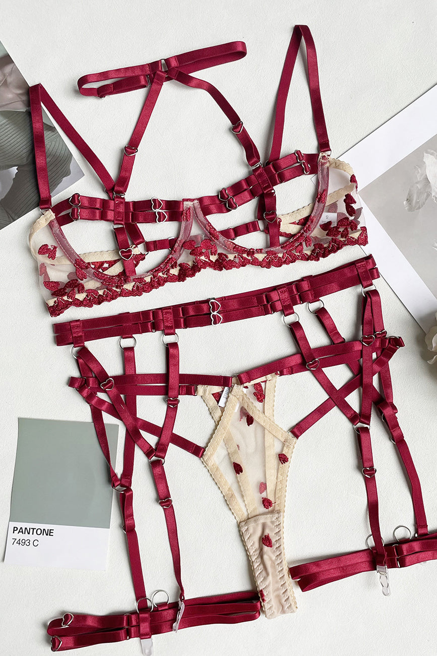 Women Sexy Hollow Strappy Underwear Lingerie Set