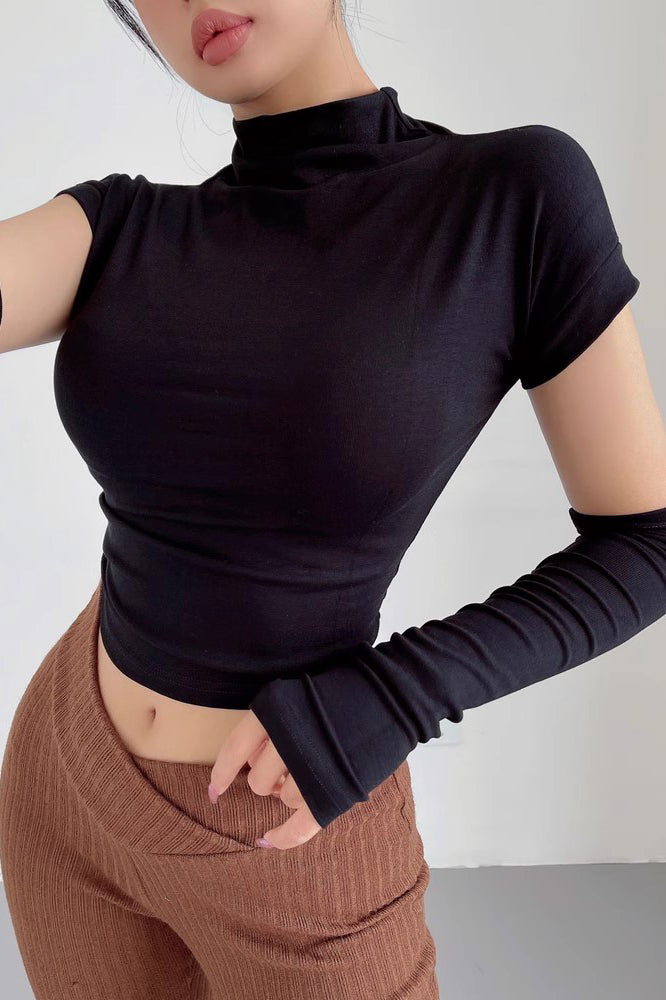 Fashion Round Neck Tight Top with Long Sleeve