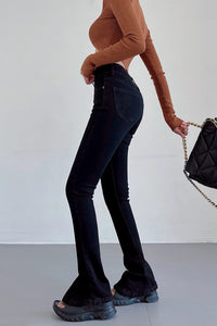 High Waisted Stretch Micro Flared Jeans Pants