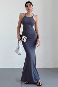 Sexy And Body Showing Slim Strap Tight Wrap Hip Fishtail Long Dress