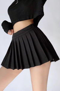 Pleated Skirt High Waisted Black A-Line Skirt