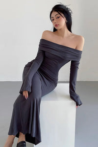Sexy Off Shoulder Tight Wrapped Hip Fishtail Dress