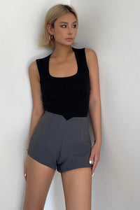 Zip Up Side Solid Shorts