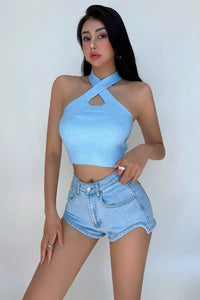 High Waist Tight Wrap Buttocks Denim Shorts