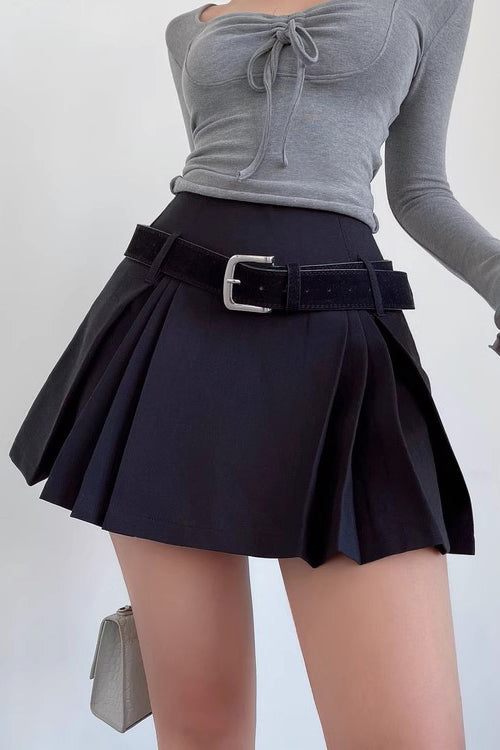 Pleated Skirt High Waisted Short Skirt