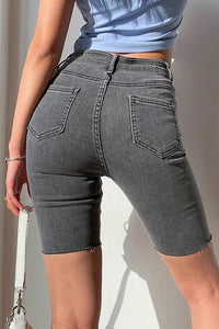 Retro High Waisted Skinny Elastic Denim Shorts