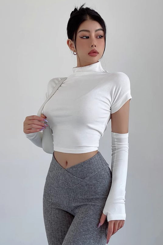 Fashion Round Neck Tight Top with Long Sleeve